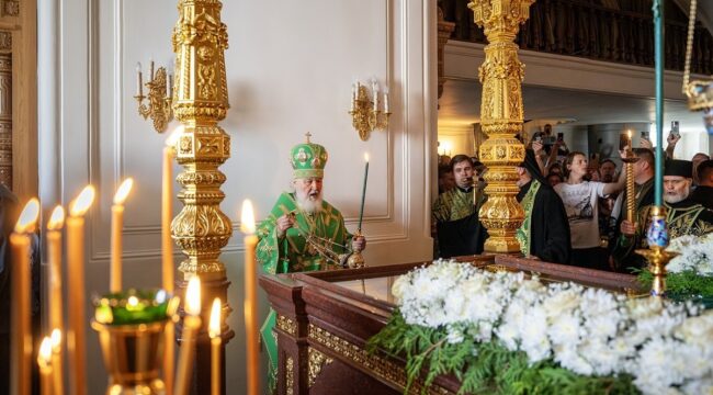 Патриарх Кирилл совершил всенощное бдение в Валаамском монастыре накануне дня памяти преподобных Сергия и Германа